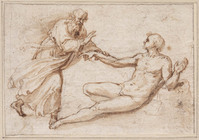 K IX 031
<br/>
Schepping van Adam
<br/>
<em>Martinelli, Niccolò de (ca. 1540-1611)</em>